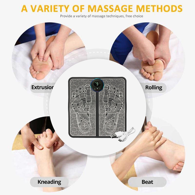 EMS Foot Massager Mat Electric USB Charging Smart Display Tens Acupuncture Feet Cushion Blood Circulation Pad Health Care Home  - Foot Massager