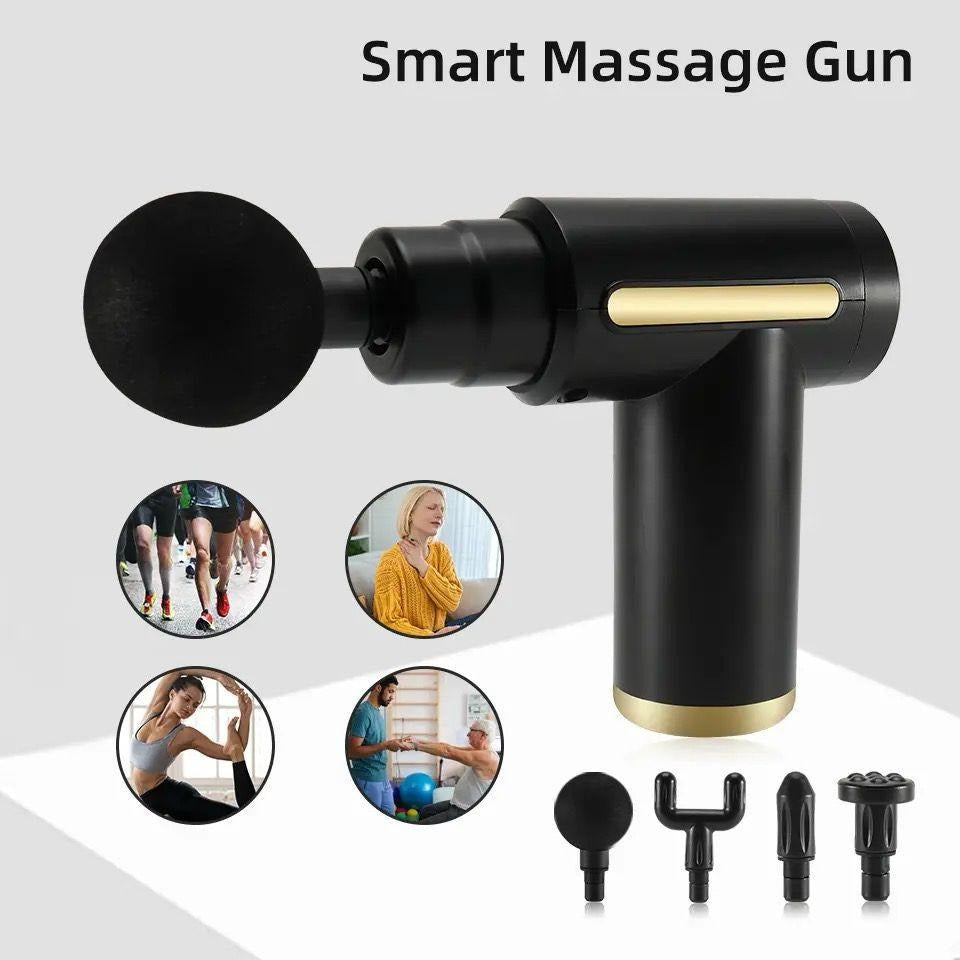 4 In 1 Massage Gun | Deep Tissue Percussion Massager With 4 Attachments | Handheld Electric Body Relaxation Therapy For Pain Relief & Recovery